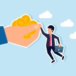 high-risk-high-return-metaphor-concept-of-a-businessman-investor-tightly-grips-a-big-handful-of-money-coins-vector