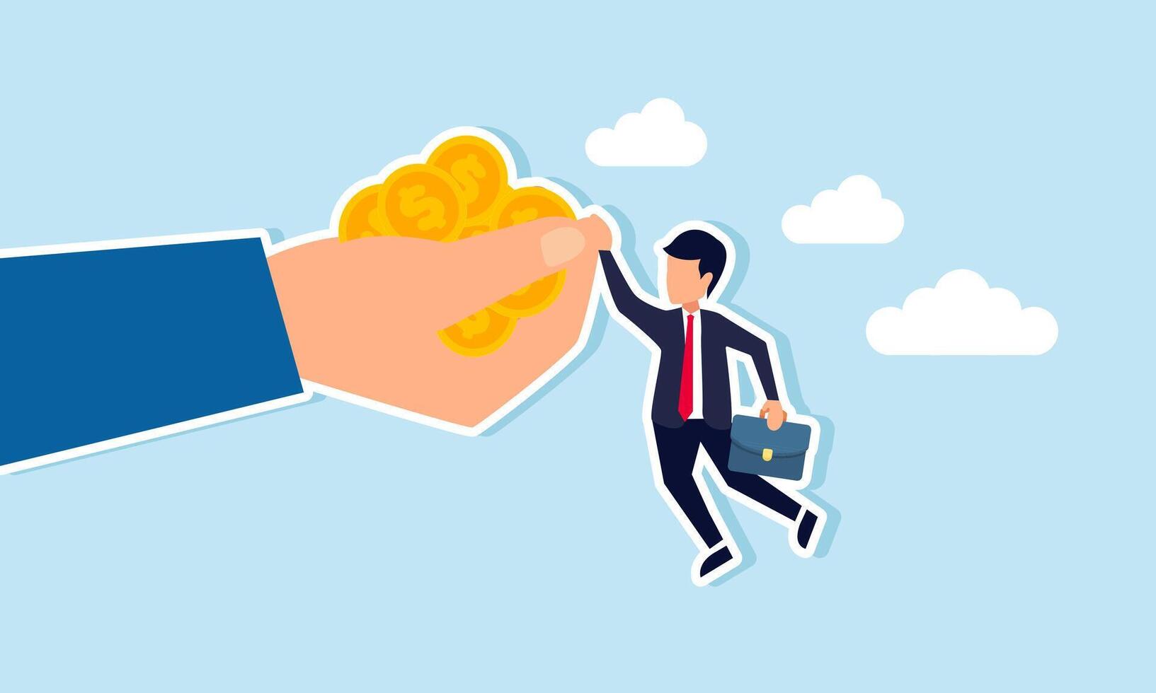 high-risk-high-return-metaphor-concept-of-a-businessman-investor-tightly-grips-a-big-handful-of-money-coins-vector